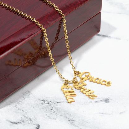 Heart Memento™ Cairnkept Personalized Multi-Name Vertical Necklace – Custom Family Name Necklace for Her