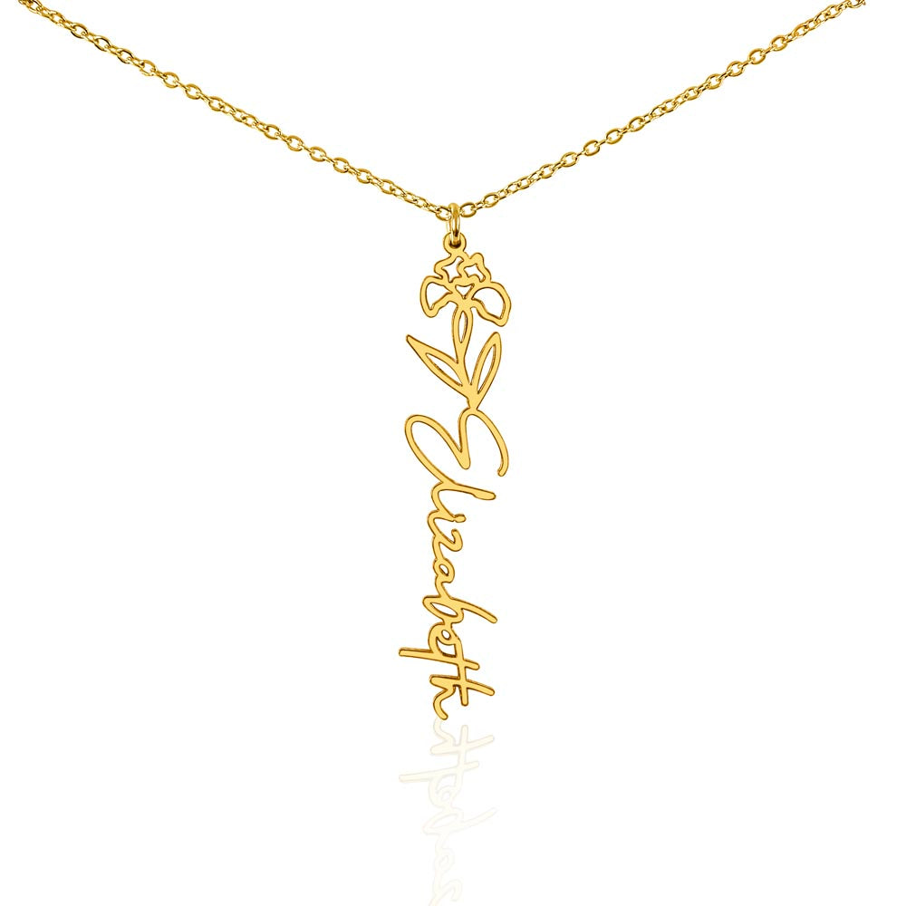 Heart Memento™ Petalwrit Personalized Birth Flower Name Necklace – Custom Birth Month Flower Necklace for Her