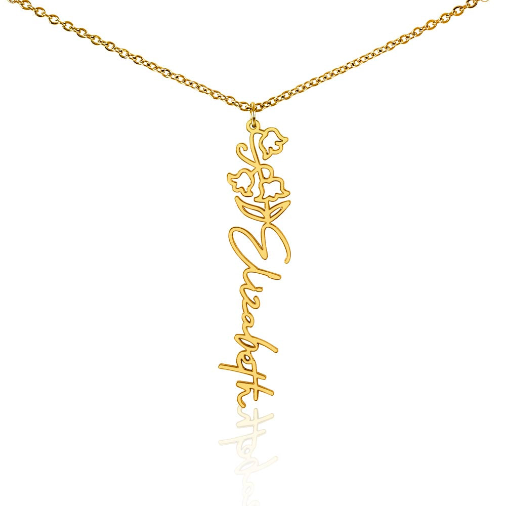 Heart Memento™ Petalwrit Personalized Birth Flower Name Necklace – Custom Birth Month Flower Necklace for Her