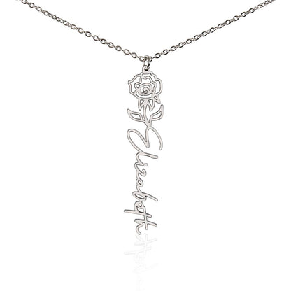 Heart Memento™ Petalwrit Personalized Birth Flower Name Necklace – Custom Birth Month Flower Necklace for Her