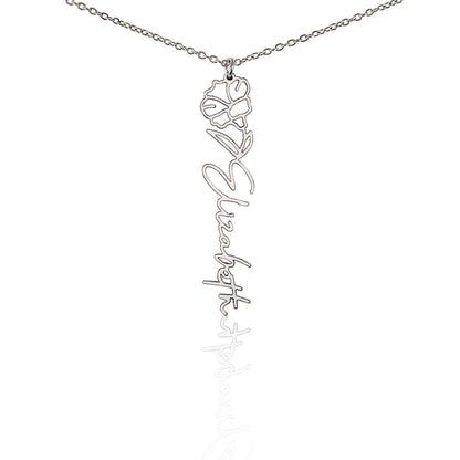 Heart Memento™ Petalwrit Personalized Birth Flower Name Necklace – Custom Birth Month Flower Necklace for Her