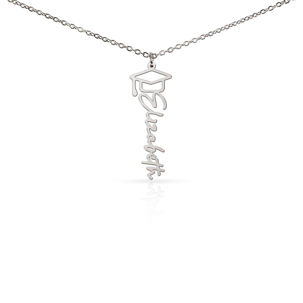 Heart Memento™ Laurelwrit Personalized Graduation Name Necklace – Custom Graduation Cap Necklace for Her