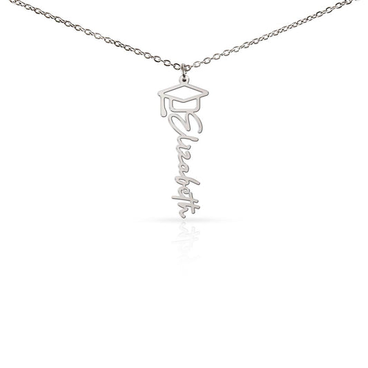 Heart Memento™ Laurelwrit Personalized Graduation Name Necklace – Custom Graduation Cap Necklace for Her