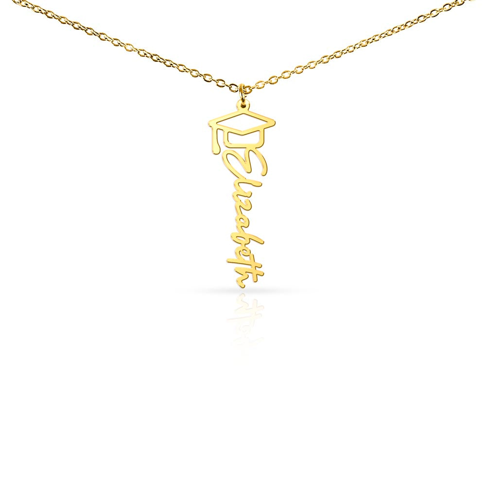 Heart Memento™ Laurelwrit Personalized Graduation Name Necklace – Custom Graduation Cap Necklace for Her