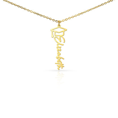 Heart Memento™ Laurelwrit Personalized Graduation Name Necklace – Custom Graduation Cap Necklace for Her