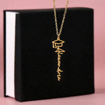 Heart Memento™ Laurelwrit Personalized Graduation Name Necklace – Custom Graduation Cap Necklace for Her