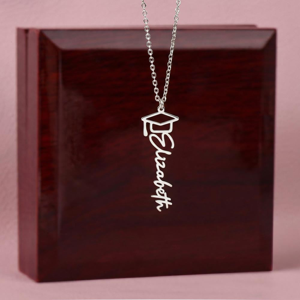 Heart Memento™ Laurelwrit Personalized Graduation Name Necklace – Custom Graduation Cap Necklace for Her