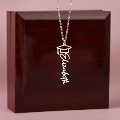 Heart Memento™ Laurelwrit Personalized Graduation Name Necklace – Custom Graduation Cap Necklace for Her