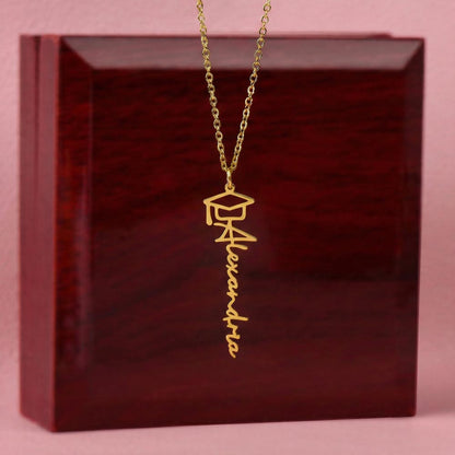 Heart Memento™ Laurelwrit Personalized Graduation Name Necklace – Custom Graduation Cap Necklace for Her