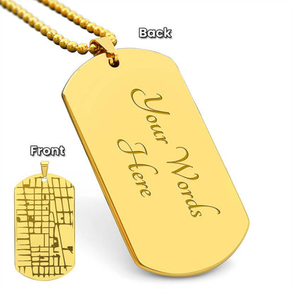 Custom map dog tag necklace – Heart Memento
