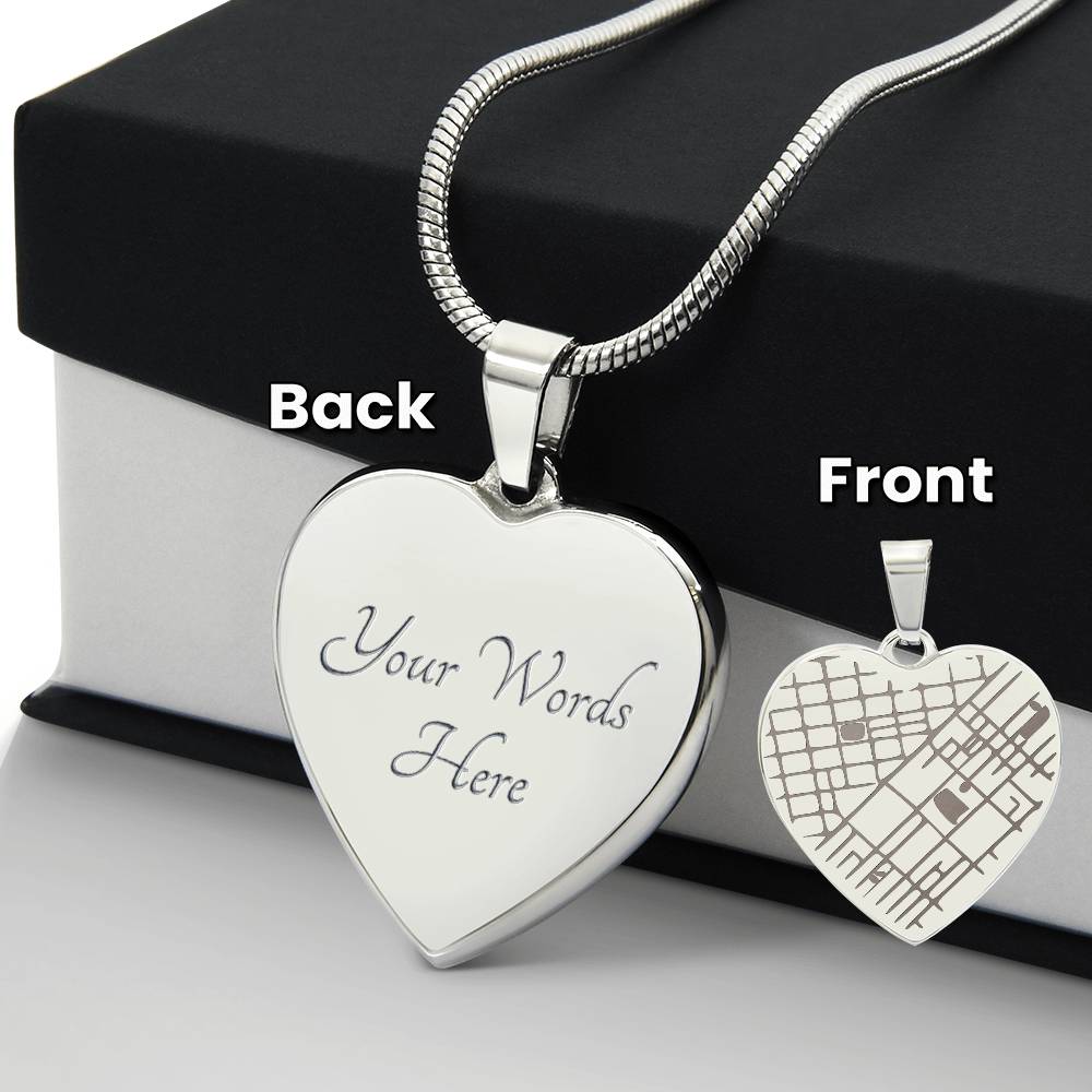 Custom map engraved heart necklace – Heart Memento
