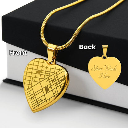 Personalized heart map necklace in 18k yellow gold finish – Heart Memento