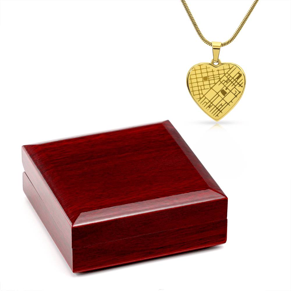 Heart map necklace, 18k yellow gold finish, in LED luxury gift box – Heart Memento