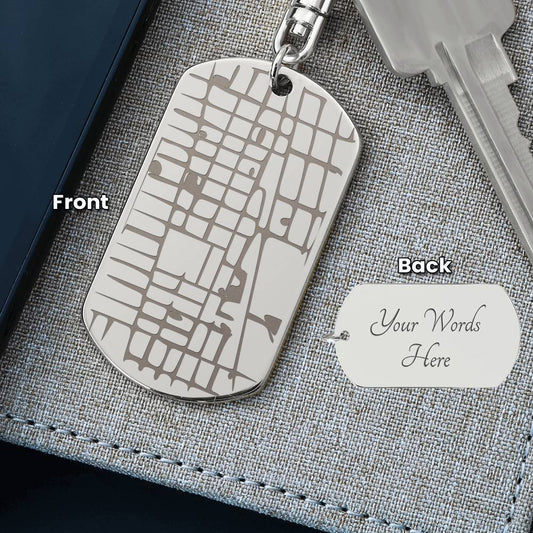 Custom map dog tag keychain – Heart Memento