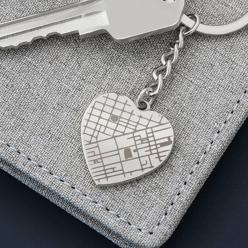 Custom map heart keychain – Heart Memento