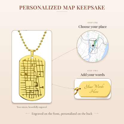 Custom map dog tag necklace – Heart Memento