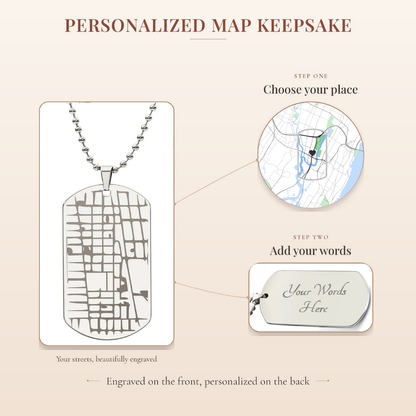 Custom map dog tag necklace – Heart Memento