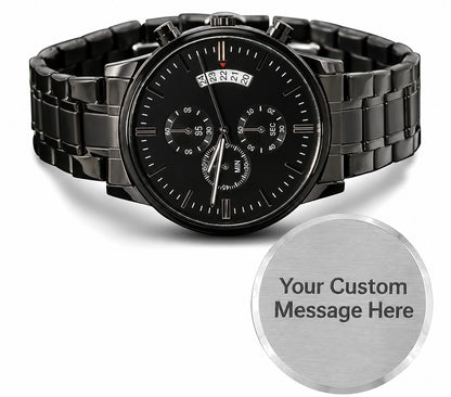 Personalized engraved chronograph watch for him in two-tone gift box – Heart Memento