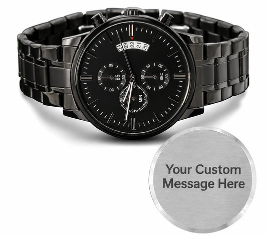 Personalized engraved chronograph watch for him in two-tone gift box – Heart Memento